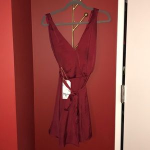 Show me your mumu red satin mini dress